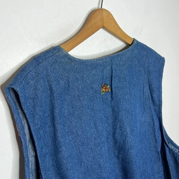 Bobbie Brooks Plus Size 22W 24W Denim Vest Scarecrow Pumpkin Fall Embroidered - Picture 6 of 10